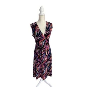 Leota Finnley Colorful Purple Faux Wrap Dress